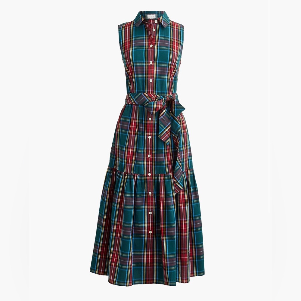 J Crew Tartan Sleeveless plaid Shirtdress Size 4 NWOT